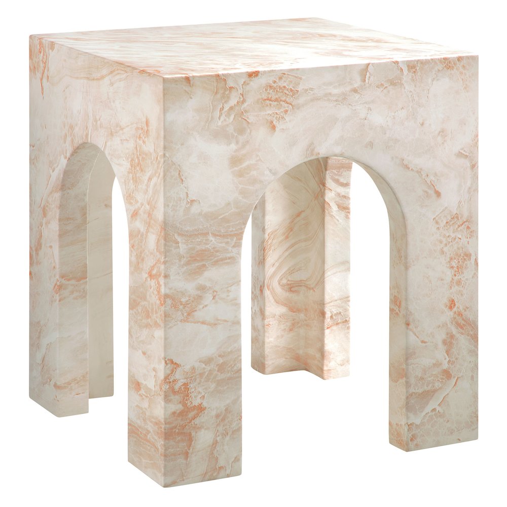 Valen Square Indoor - Outdoor Patio Arched Concrete Side Table. Picture 1