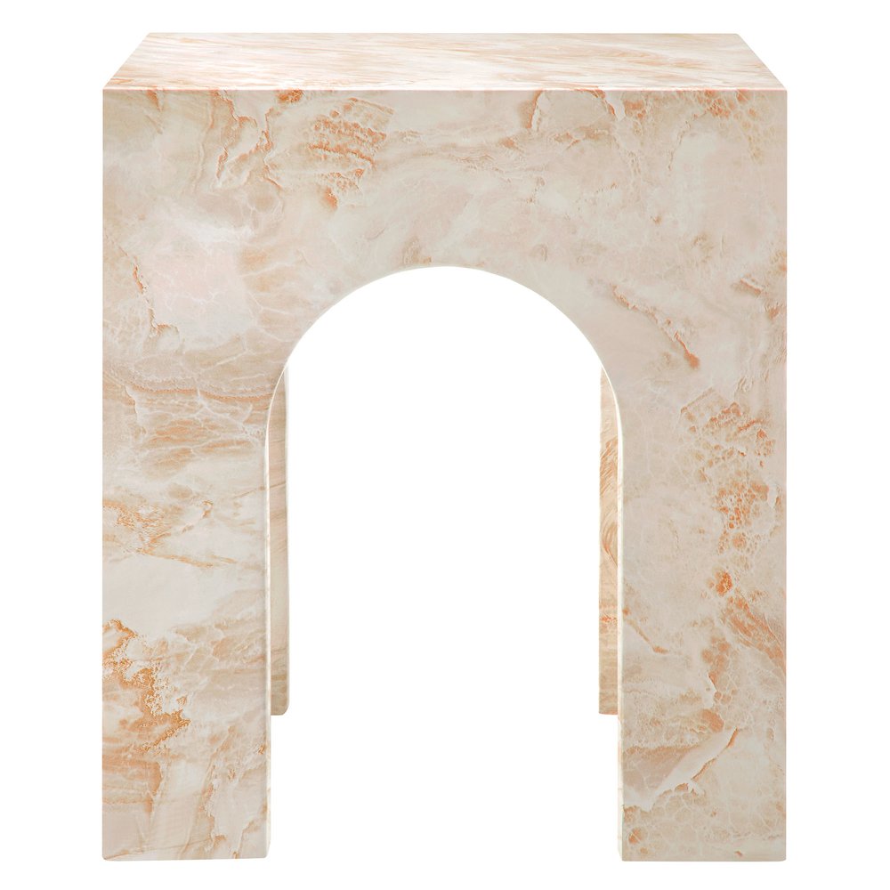 Valen Square Indoor - Outdoor Patio Arched Concrete Side Table. Picture 5