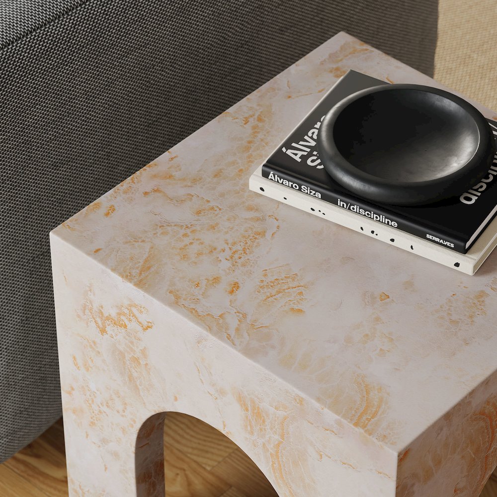 Valen Square Indoor - Outdoor Patio Arched Concrete Side Table. Picture 10