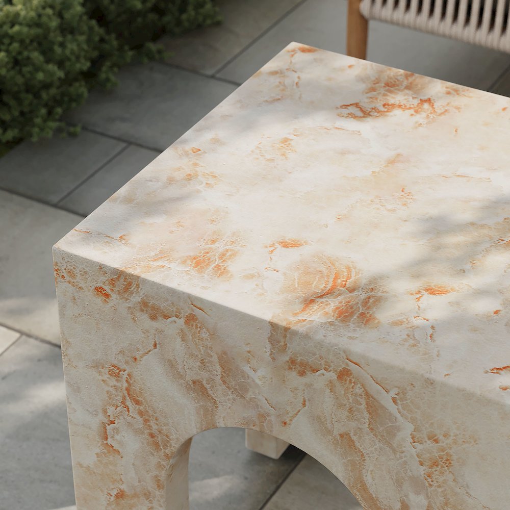 Valen Square Indoor - Outdoor Patio Arched Concrete Side Table. Picture 12