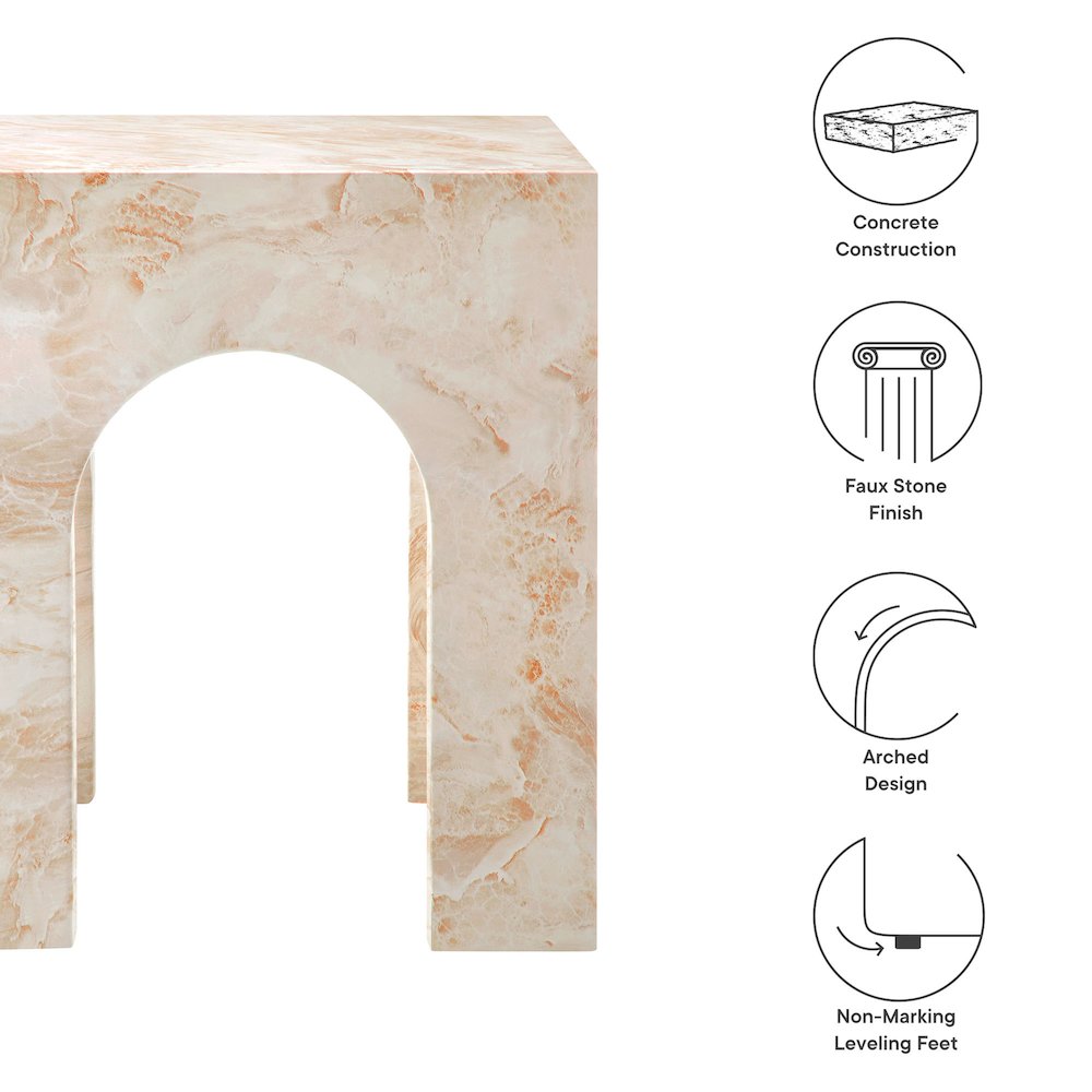 Valen Square Indoor - Outdoor Patio Arched Concrete Side Table. Picture 3