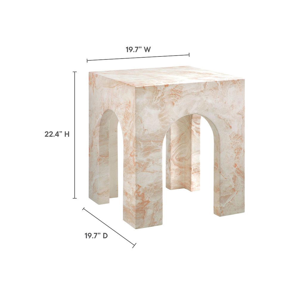 Valen Square Indoor - Outdoor Patio Arched Concrete Side Table. Picture 4