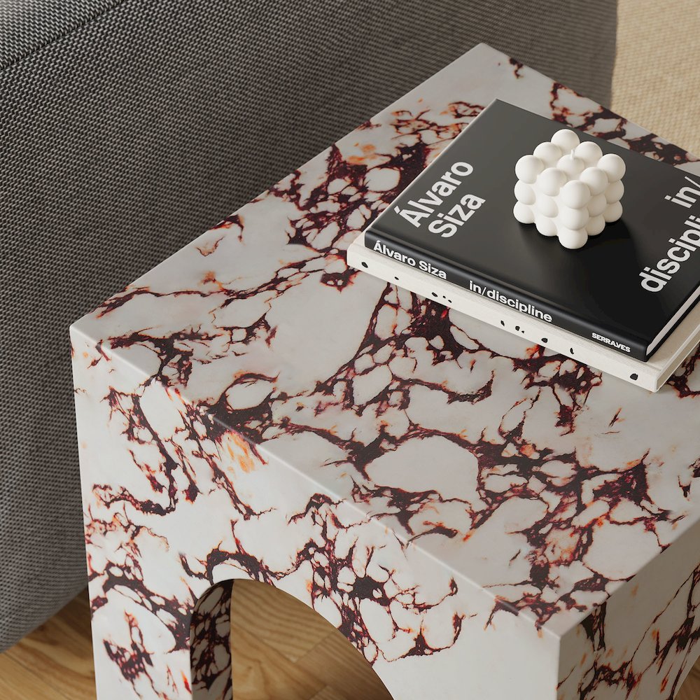 Valen Square Indoor - Outdoor Patio Arched Concrete Side Table. Picture 11