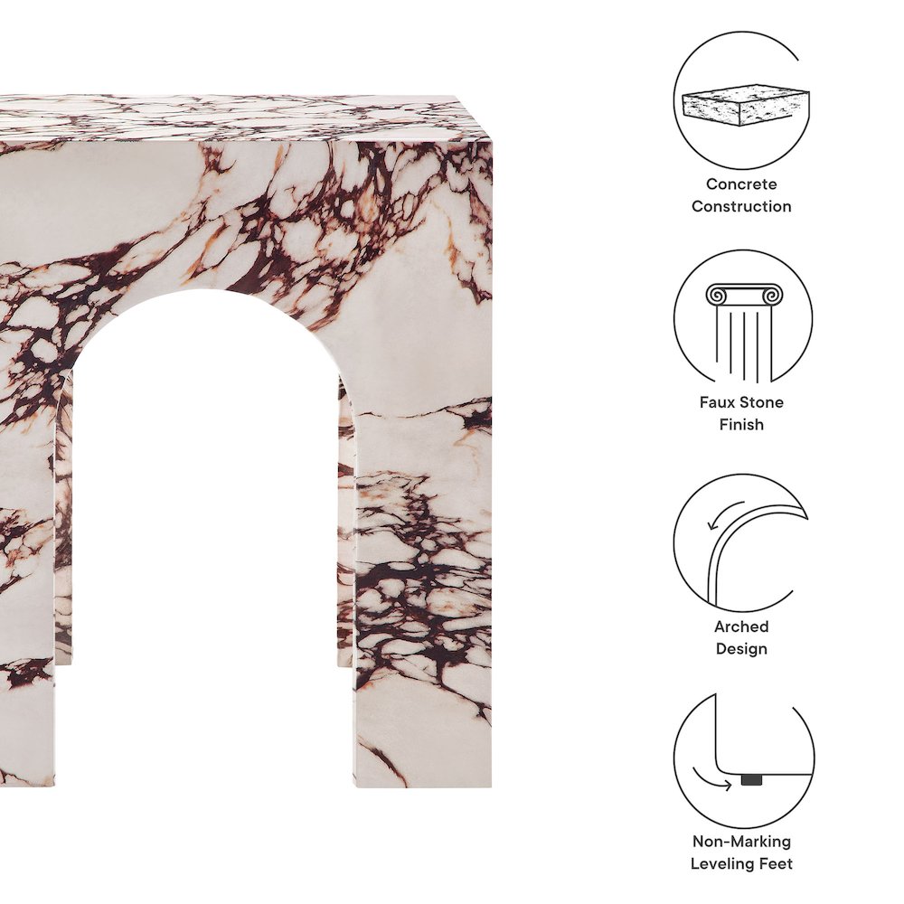 Valen Square Indoor - Outdoor Patio Arched Concrete Side Table. Picture 3