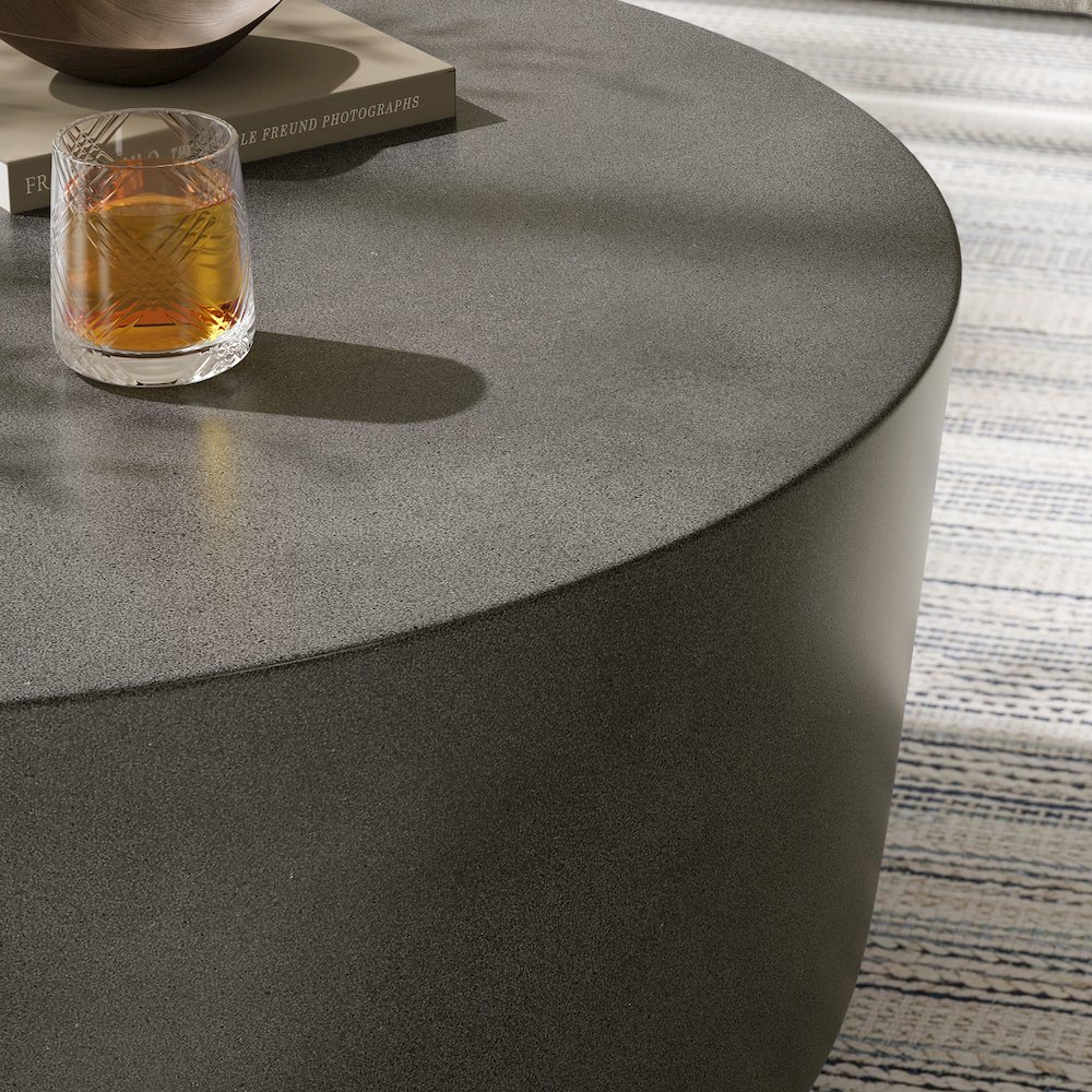 Brion Round Indoor - Outdoor Patio Concrete Coffee Table. Picture 10