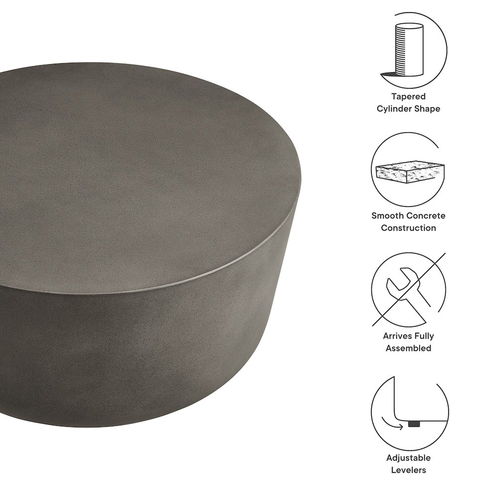 Brion Round Indoor - Outdoor Patio Concrete Coffee Table. Picture 3