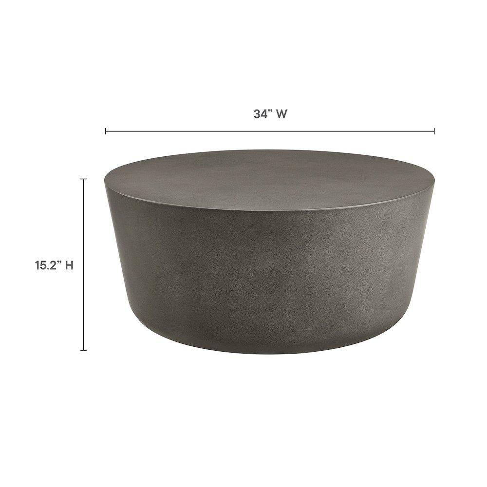 Brion Round Indoor - Outdoor Patio Concrete Coffee Table. Picture 2