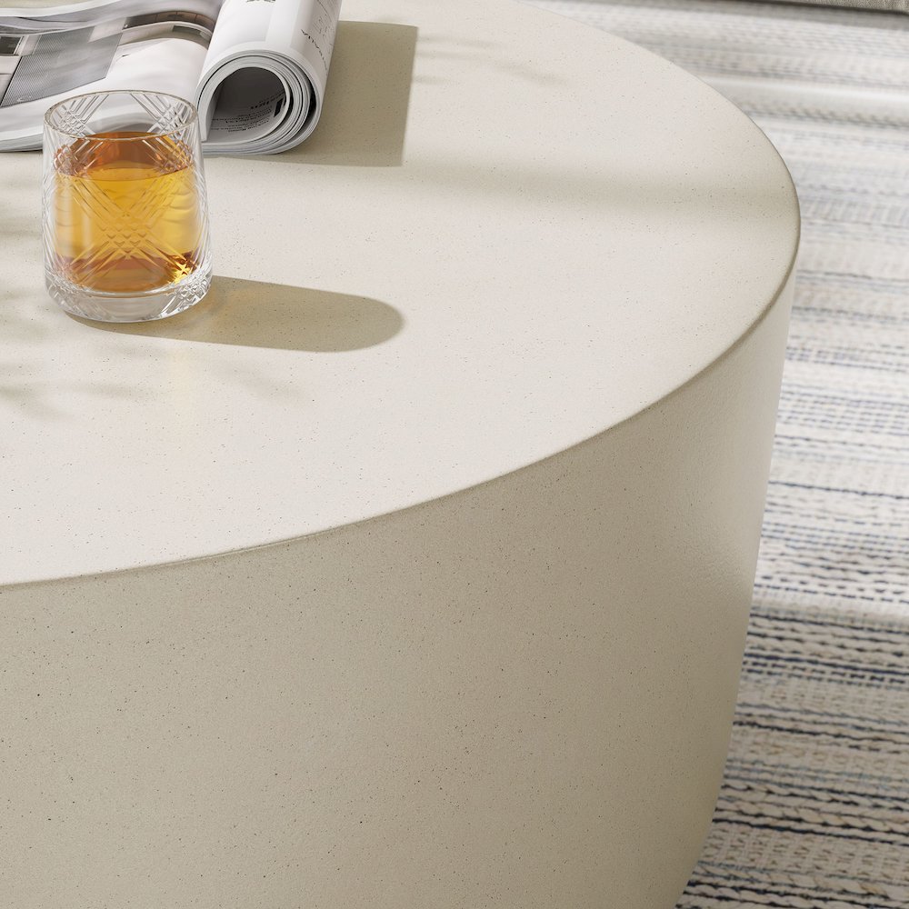 Brion Round Indoor - Outdoor Patio Concrete Coffee Table. Picture 10
