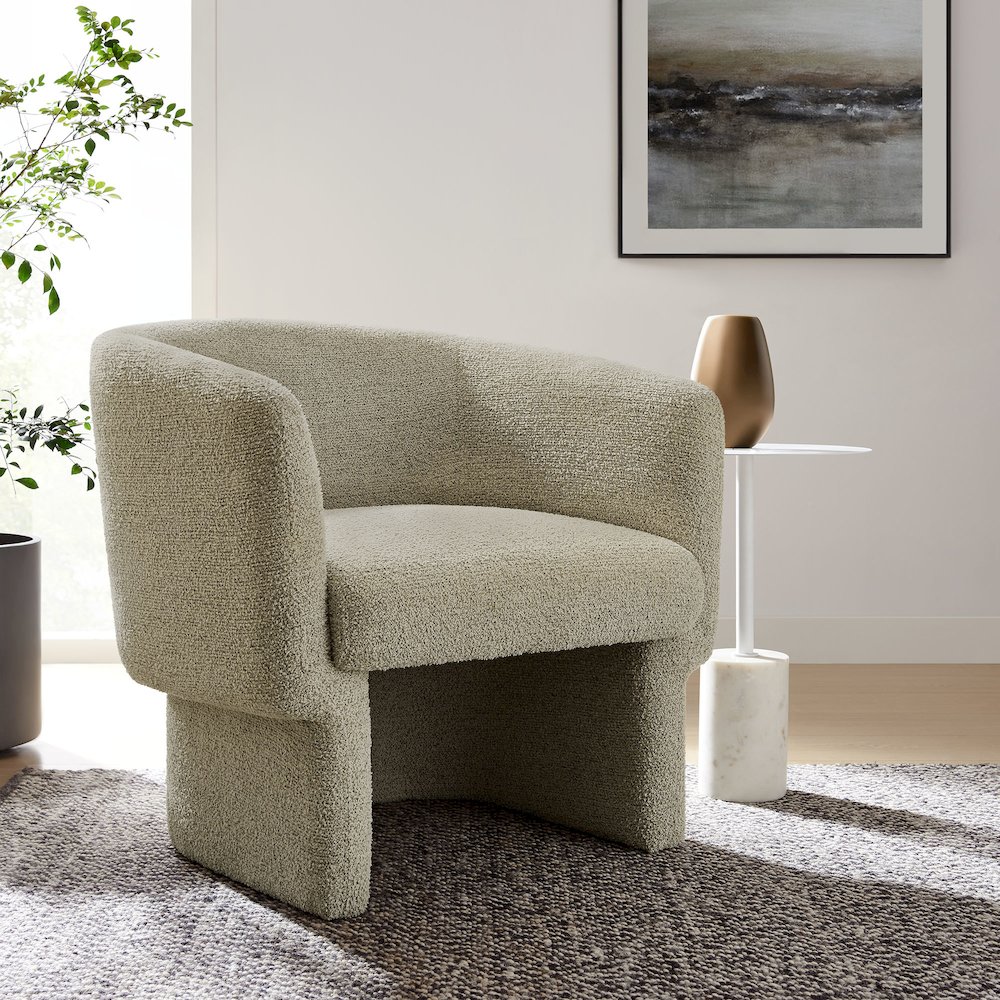 Muse Boucle Fabric Barrel Accent Chair. Picture 8
