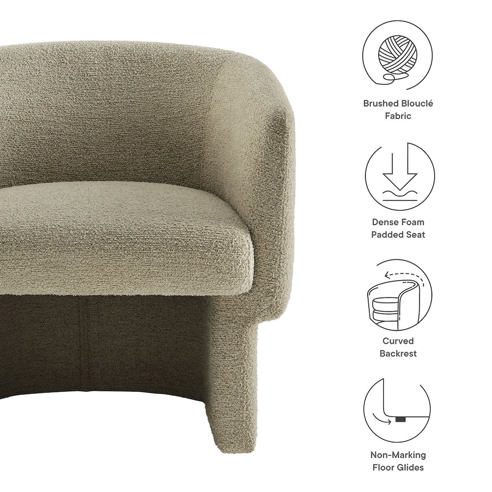 Muse Boucle Fabric Barrel Accent Chair. Picture 3