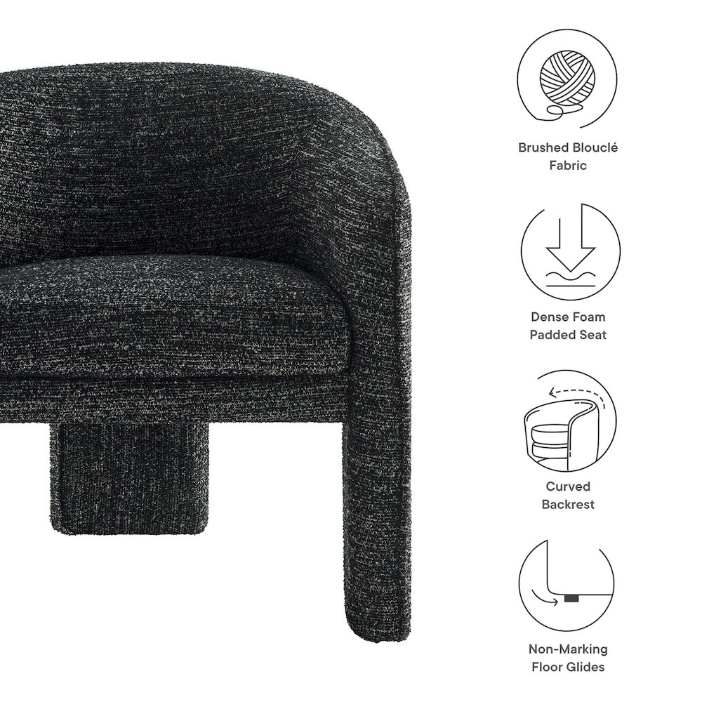 Greer Boucle Fabric Upholstered Accent Armchair. Picture 3