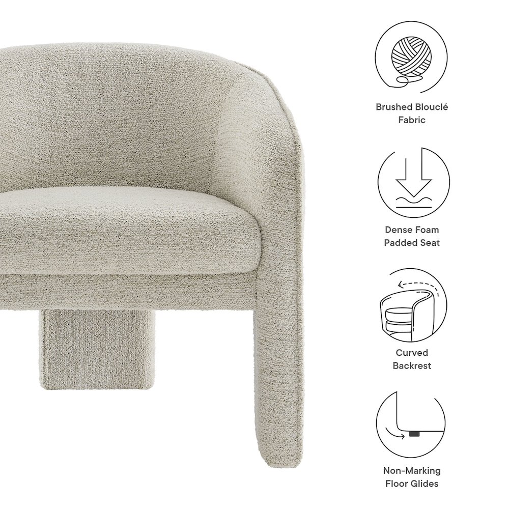 Greer Boucle Fabric Upholstered Accent Armchair. Picture 3