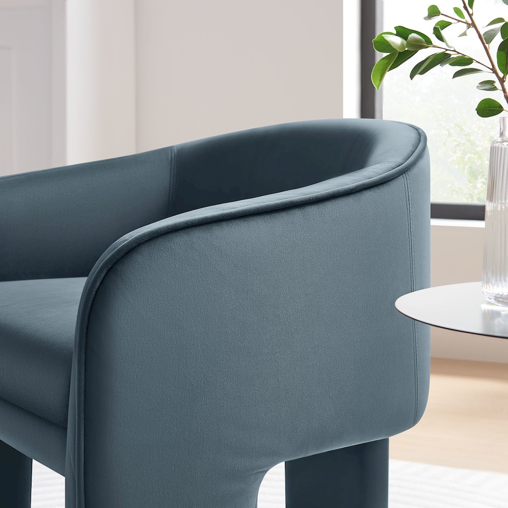 Greer Performance Velvet Upholstered Accent Armchair. Picture 9