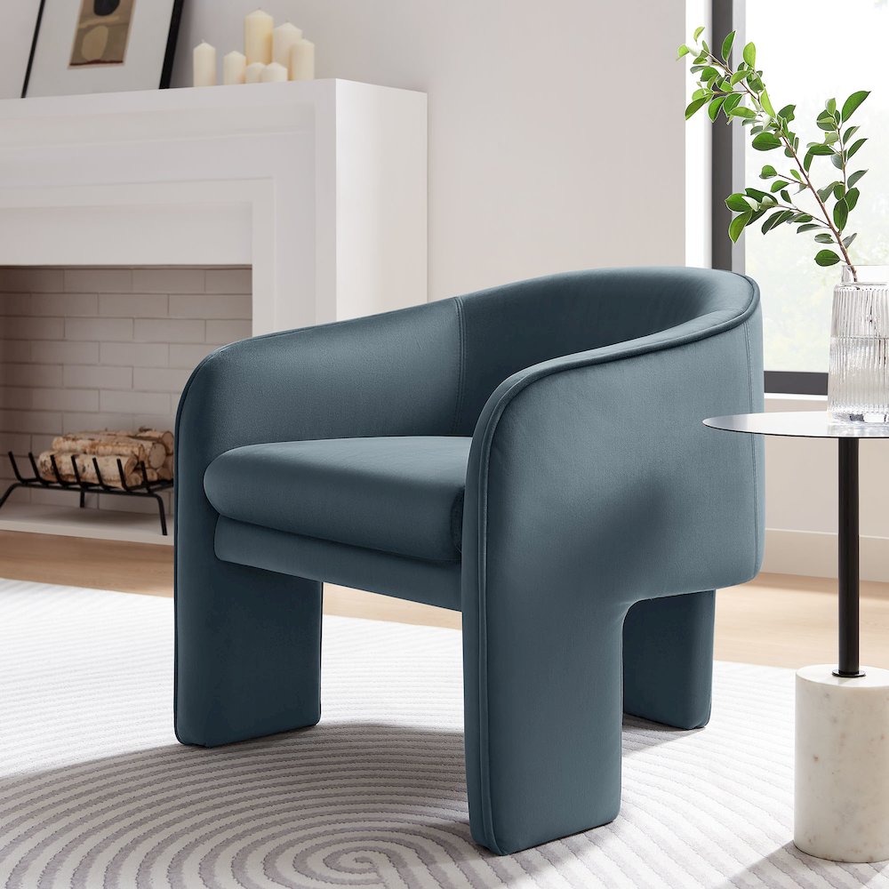 Greer Performance Velvet Upholstered Accent Armchair. Picture 8
