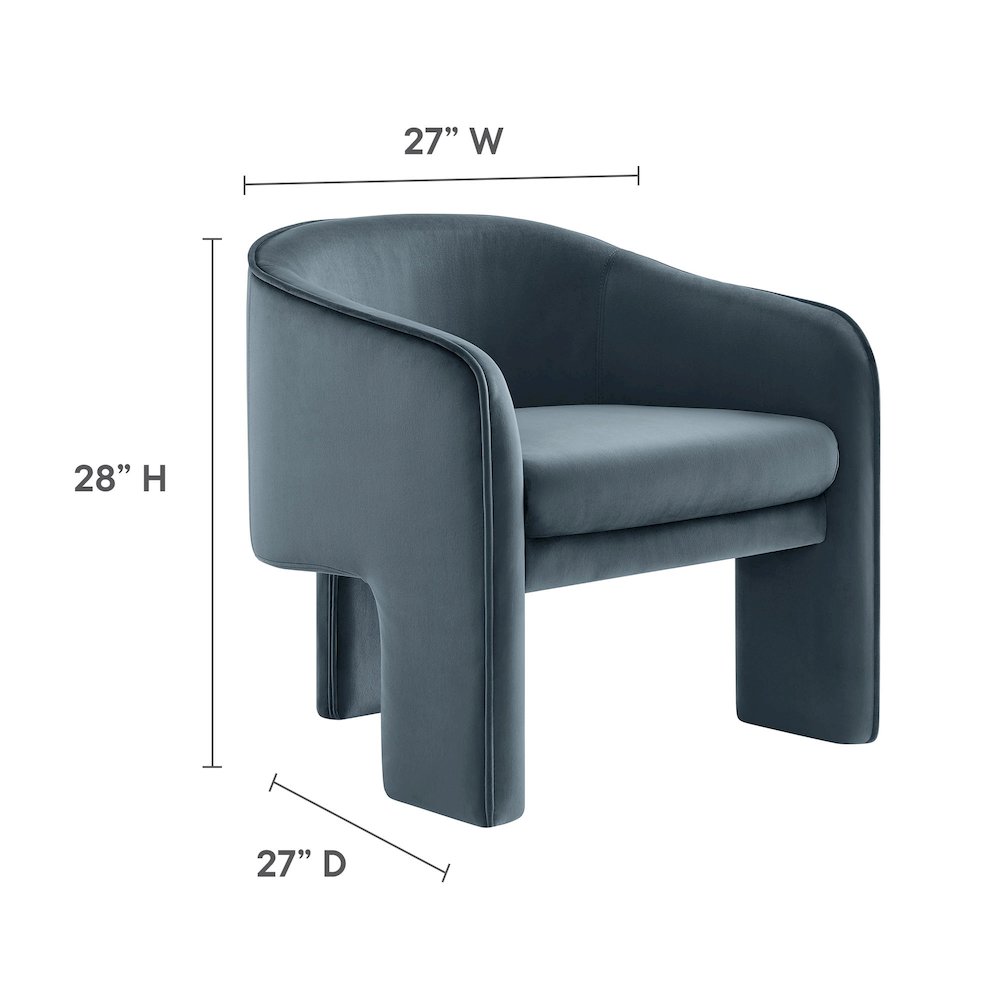 Greer Performance Velvet Upholstered Accent Armchair. Picture 2