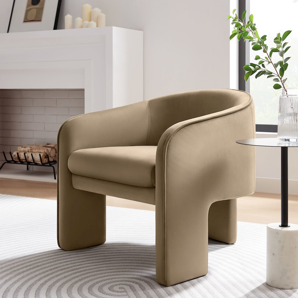 Greer Performance Velvet Upholstered Accent Armchair. Picture 8