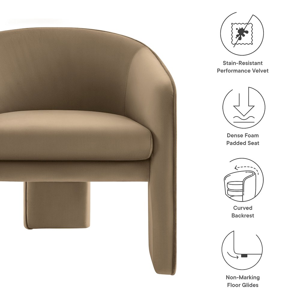 Greer Performance Velvet Upholstered Accent Armchair. Picture 3