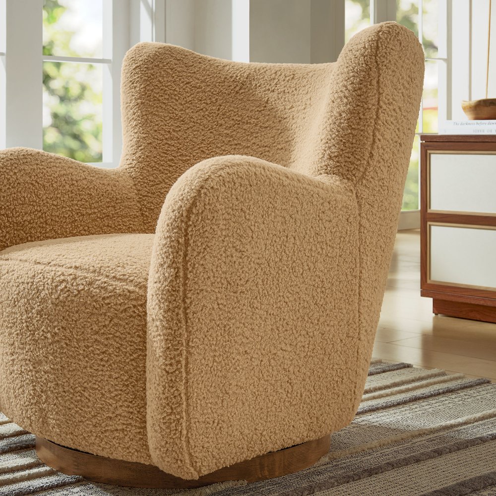 Montrose Wingback Sherpa Swivel Accent Chair. Picture 10