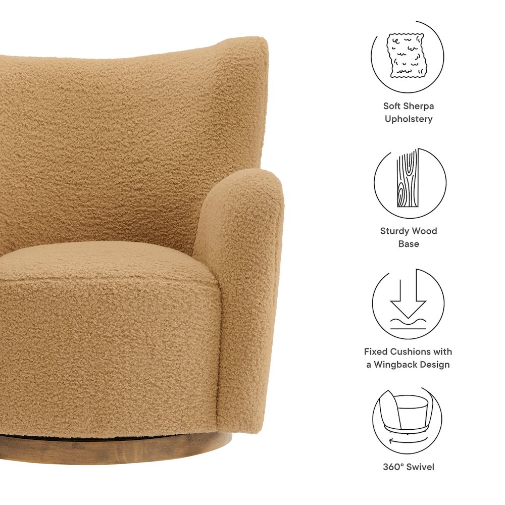 Montrose Wingback Sherpa Swivel Accent Chair. Picture 3