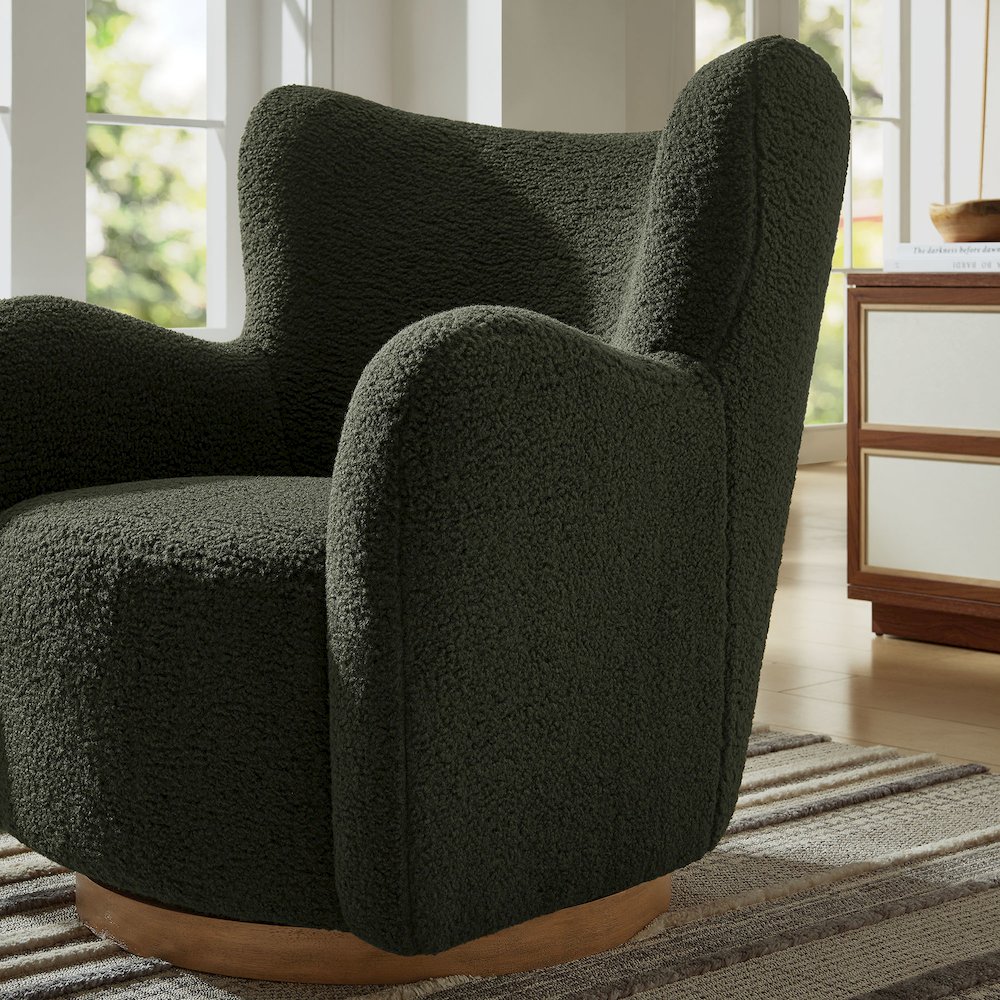 Montrose Wingback Sherpa Swivel Accent Chair. Picture 10