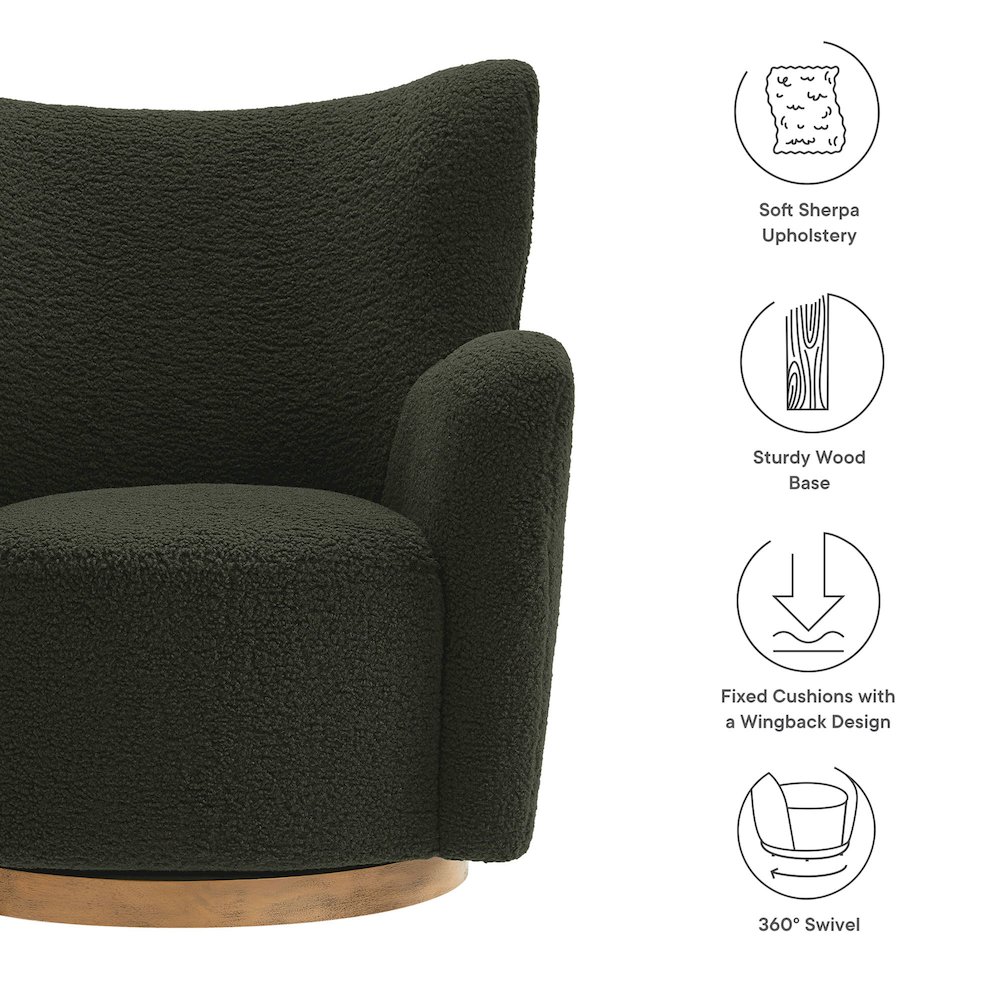 Montrose Wingback Sherpa Swivel Accent Chair. Picture 3
