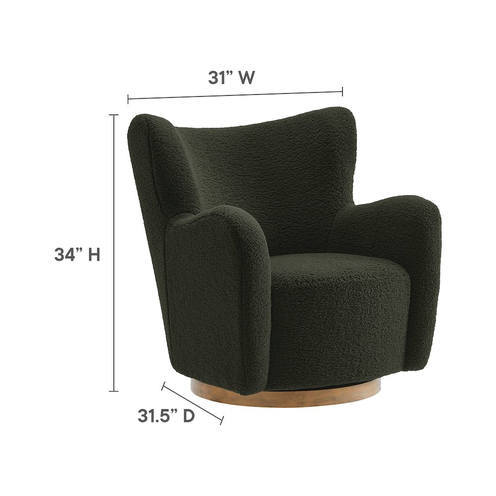Montrose Wingback Sherpa Swivel Accent Chair. Picture 2