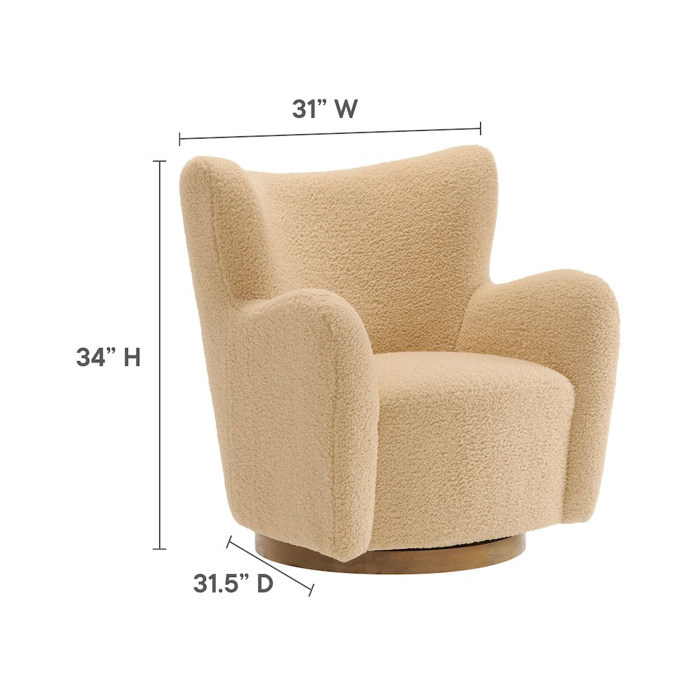 Montrose Wingback Sherpa Swivel Accent Chair. Picture 2