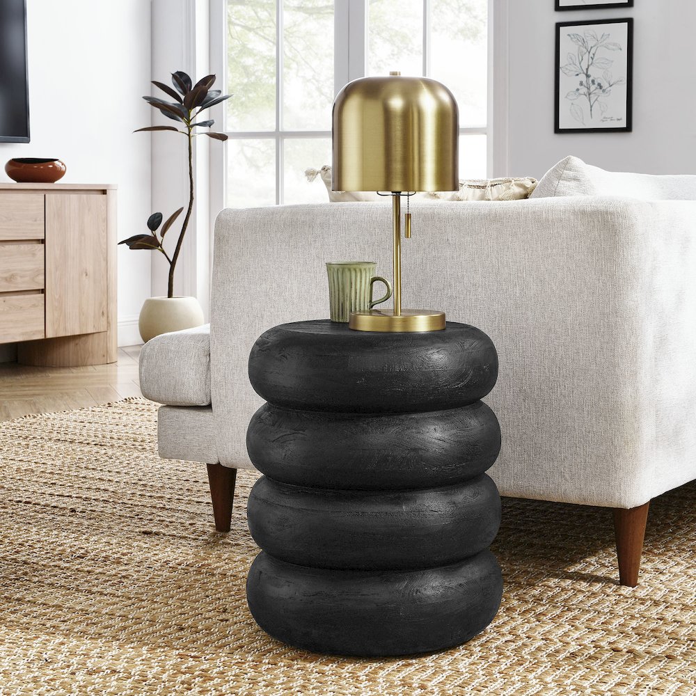 Ellery Round Stacked Wood Side Table. Picture 6
