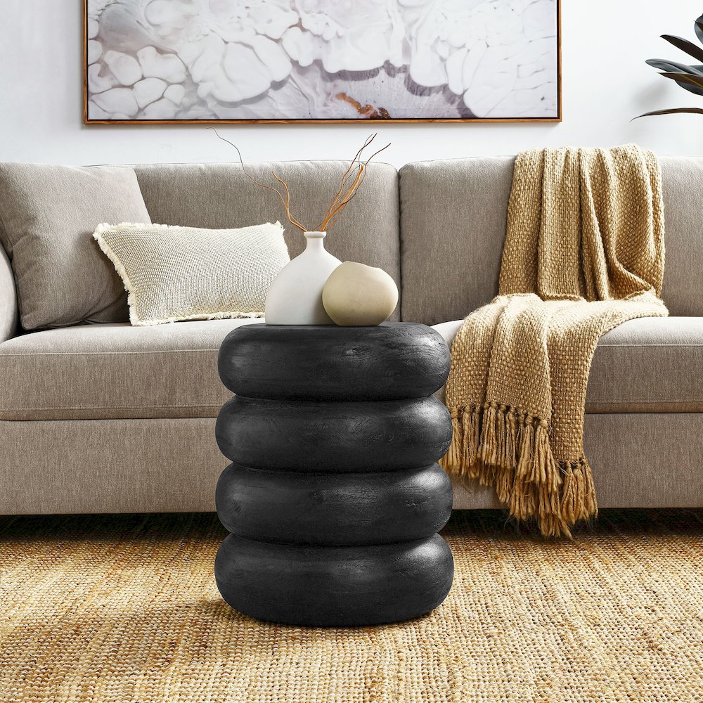 Ellery Round Stacked Wood Side Table. Picture 8