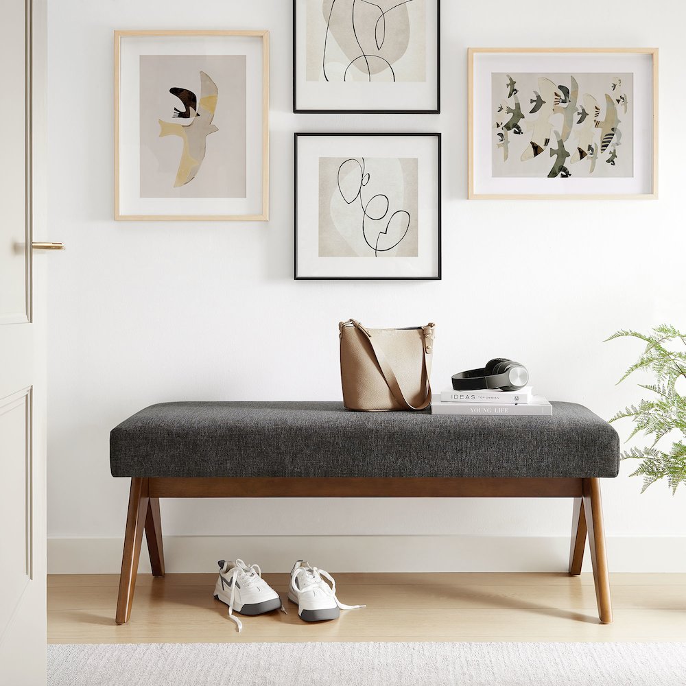 Lyra 47" Fabric Upholstered Bench. Picture 8