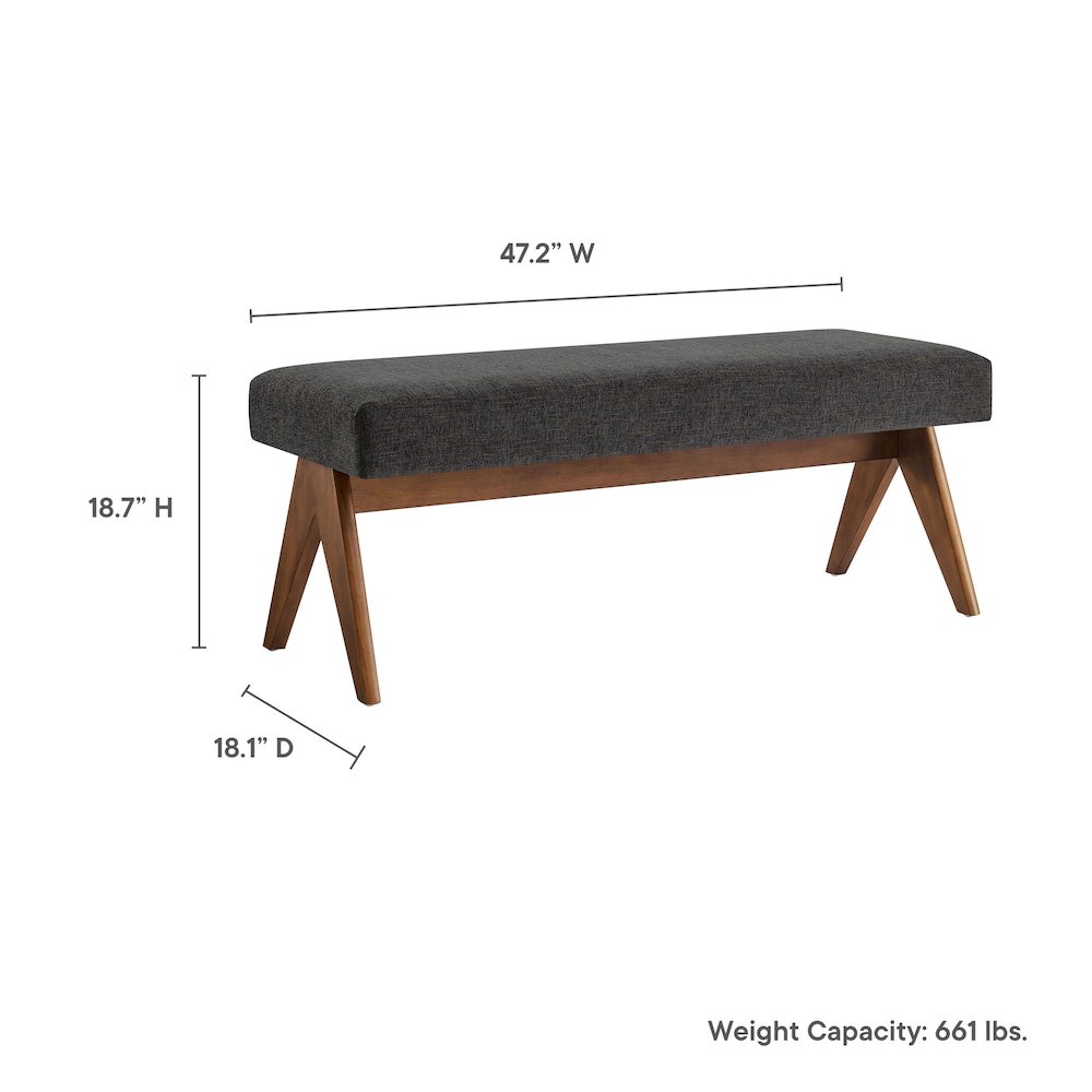 Lyra 47" Fabric Upholstered Bench. Picture 3