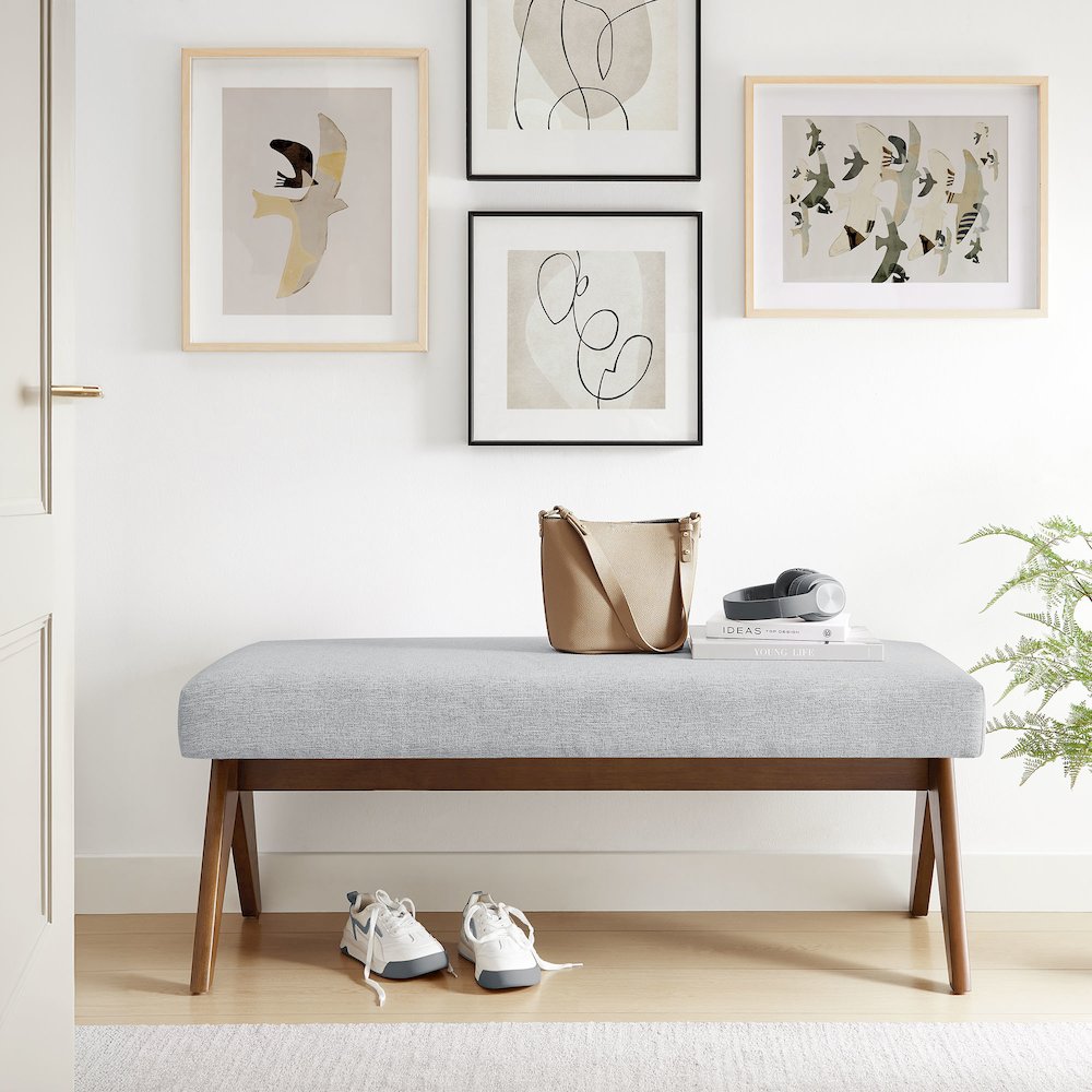 Lyra 47" Fabric Upholstered Bench. Picture 8