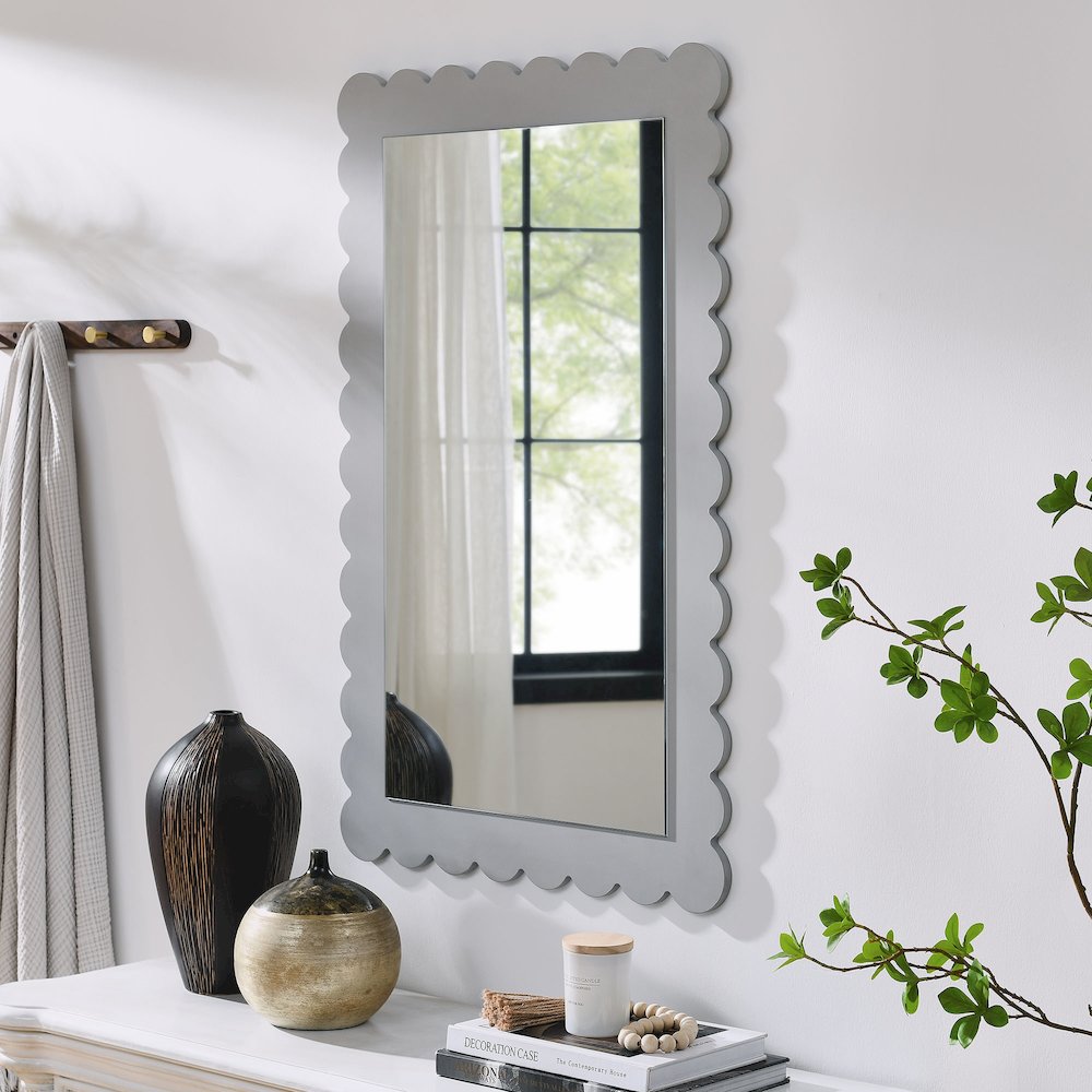 Emmeline Scalloped Rectangle Wall Mirror. Picture 7