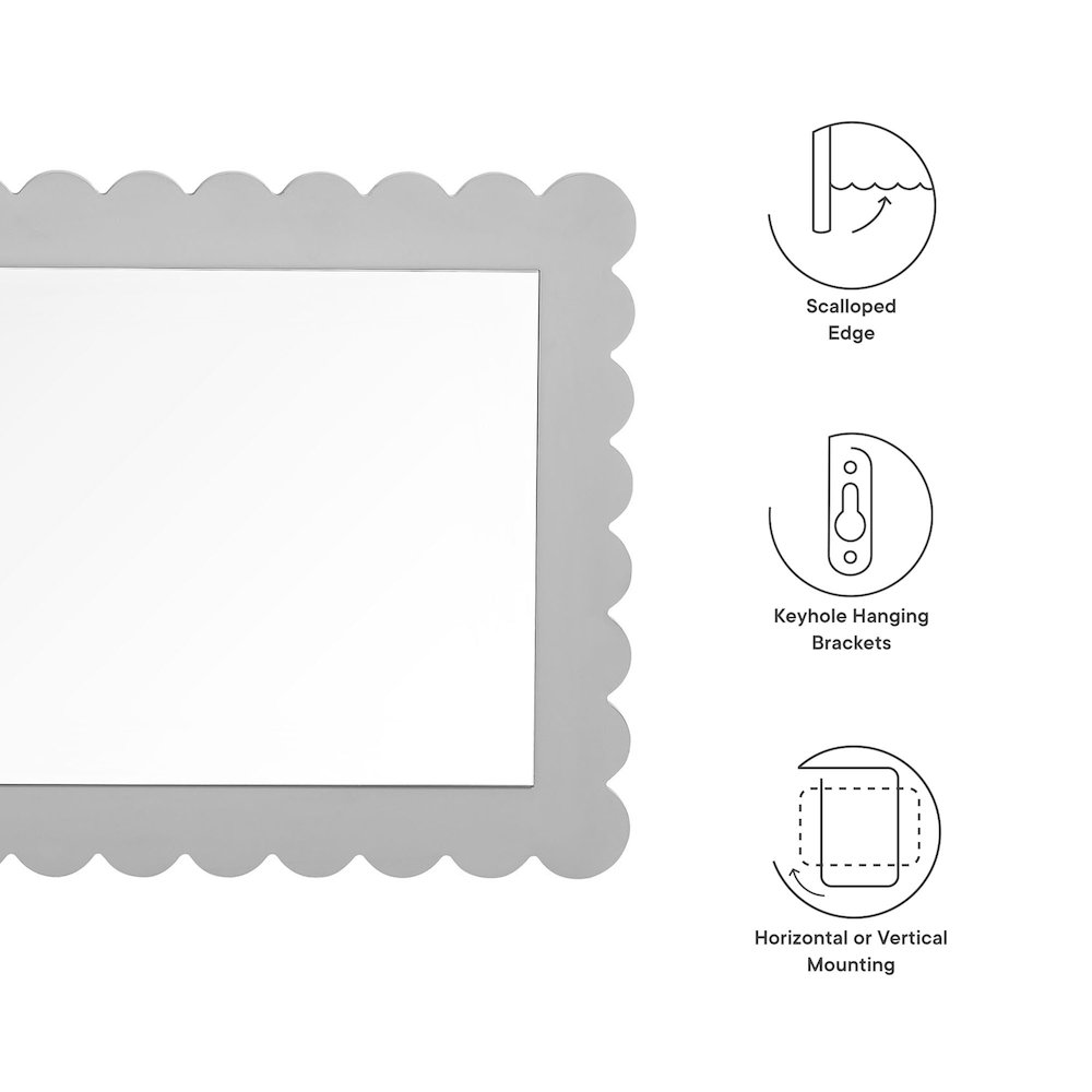 Emmeline Scalloped Rectangle Wall Mirror. Picture 3