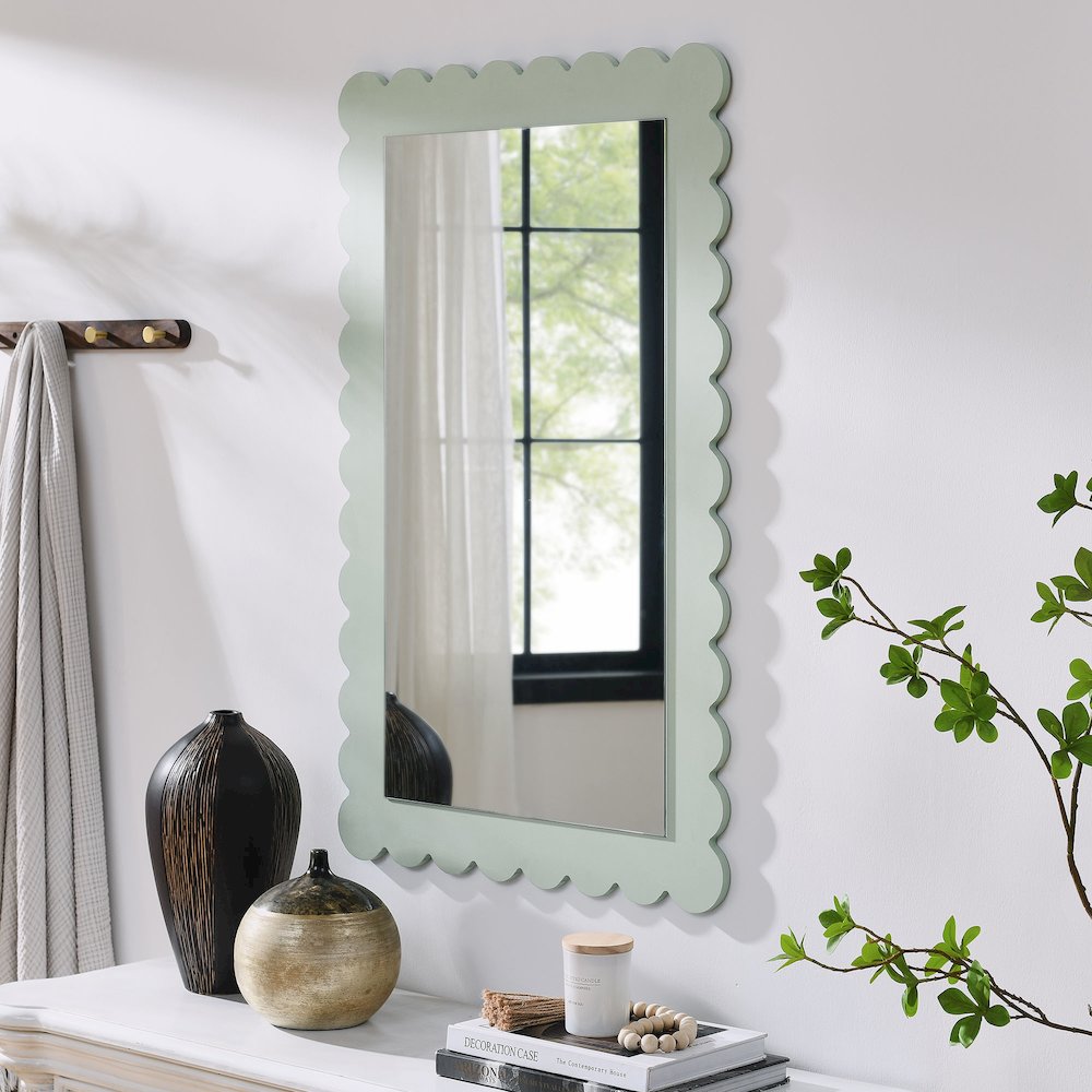 Emmeline Scalloped Rectangle Wall Mirror. Picture 7