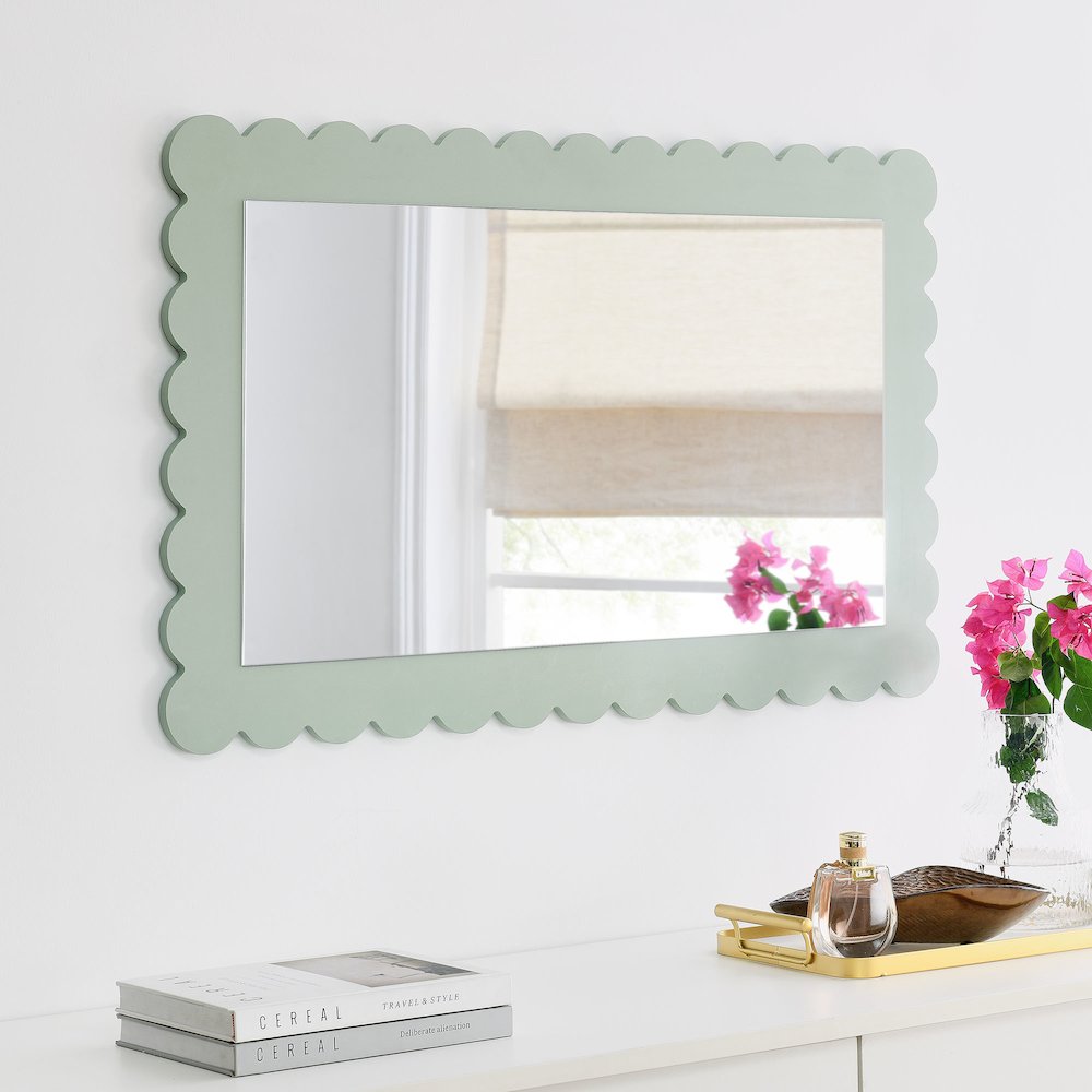 Emmeline Scalloped Rectangle Wall Mirror. Picture 8
