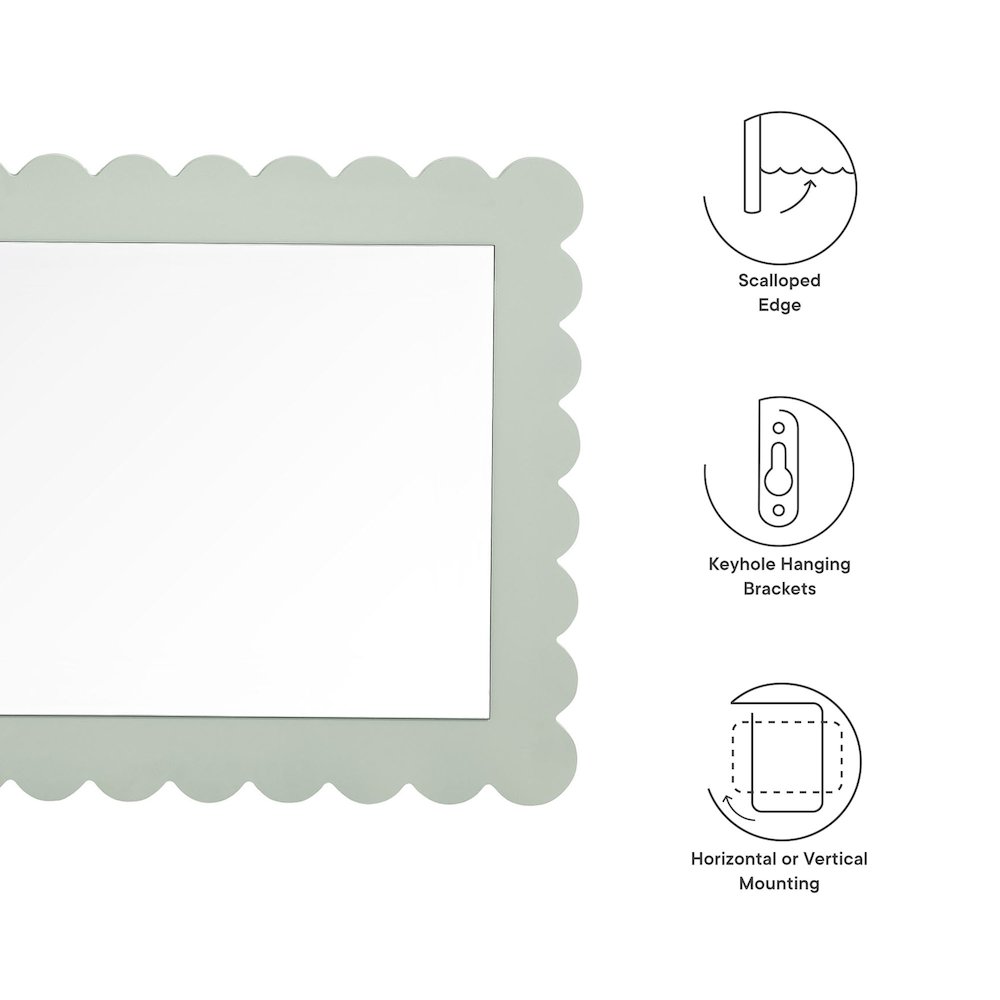 Emmeline Scalloped Rectangle Wall Mirror. Picture 3