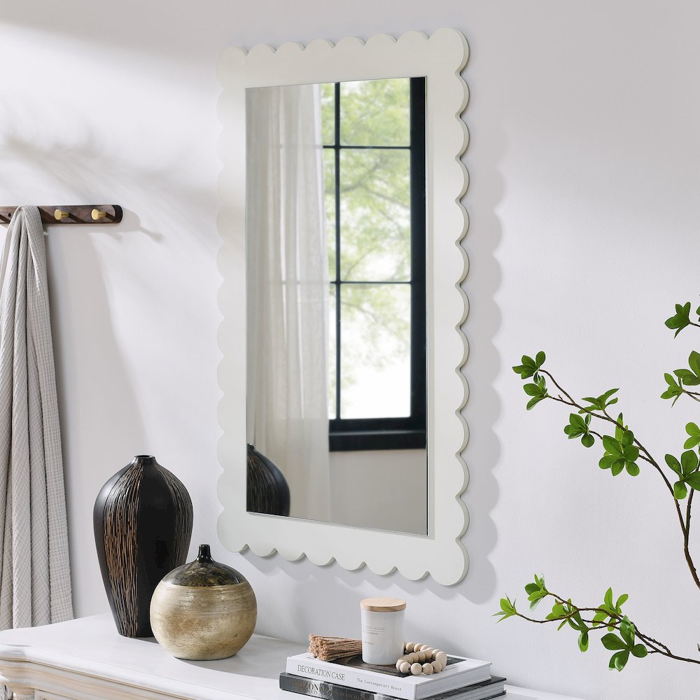 Emmeline Scalloped Rectangle Wall Mirror. Picture 7