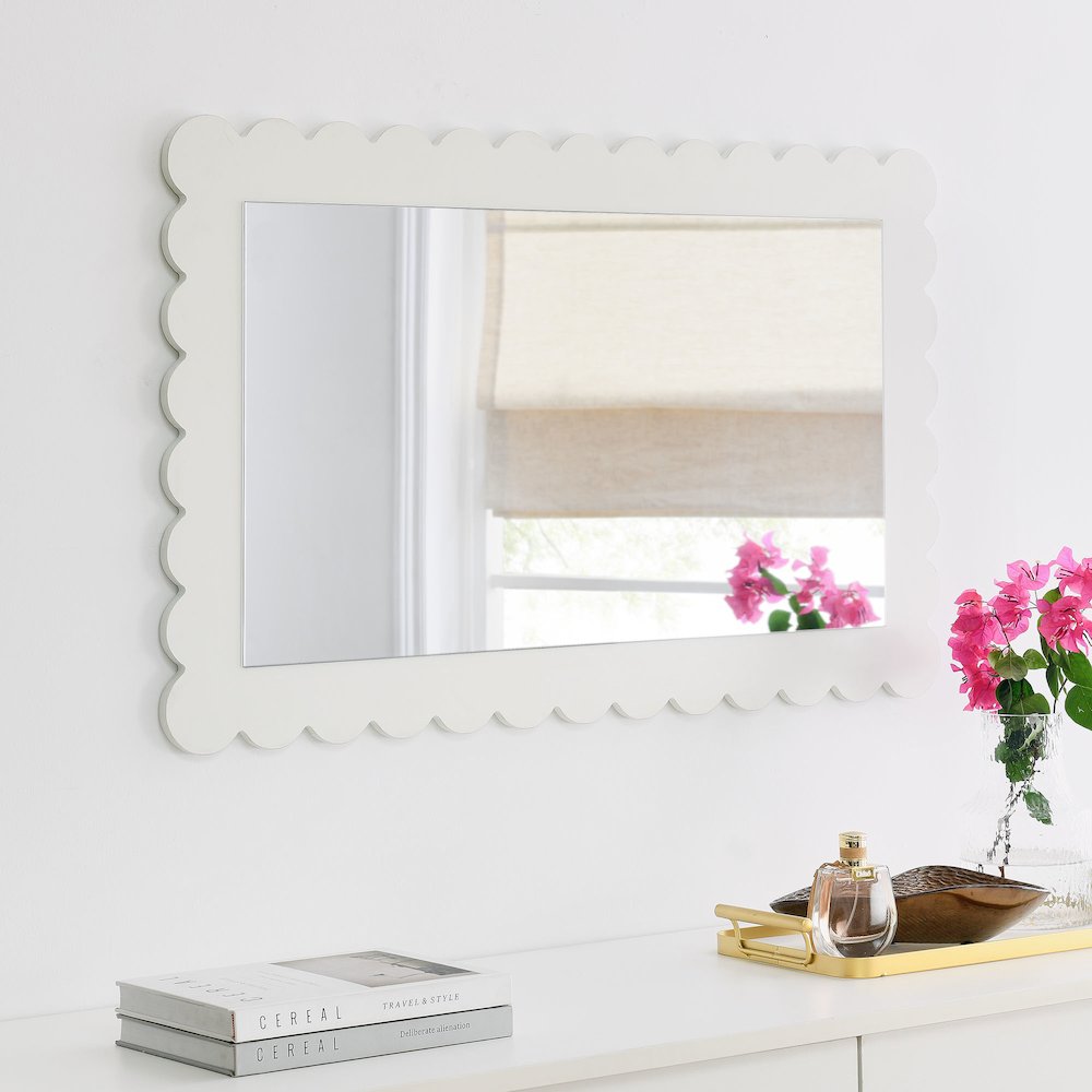Emmeline Scalloped Rectangle Wall Mirror. Picture 8