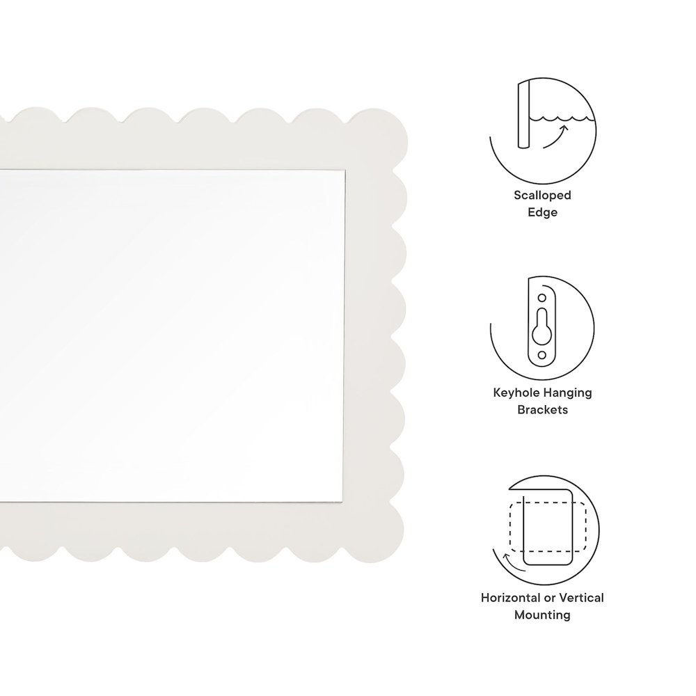 Emmeline Scalloped Rectangle Wall Mirror. Picture 2