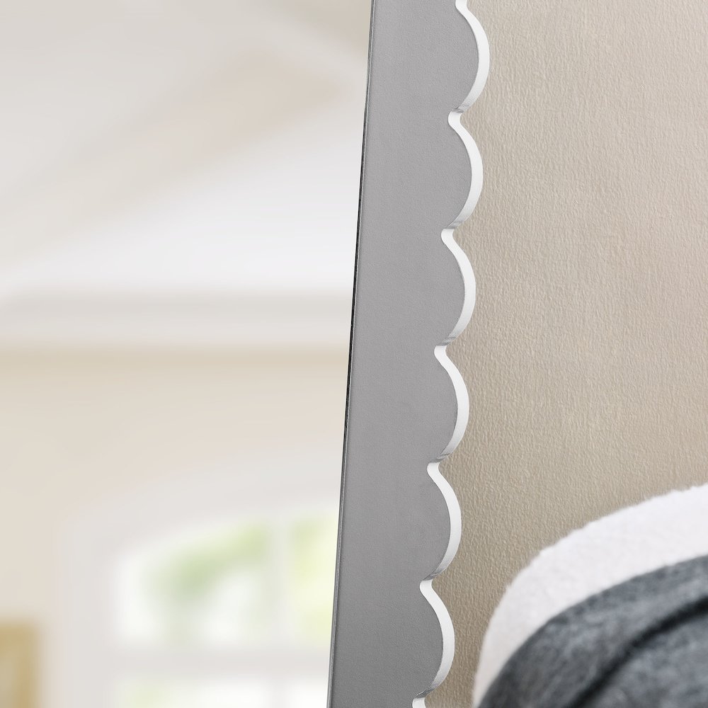 Emmeline Scalloped Rectangle Floor Mirror. Picture 8