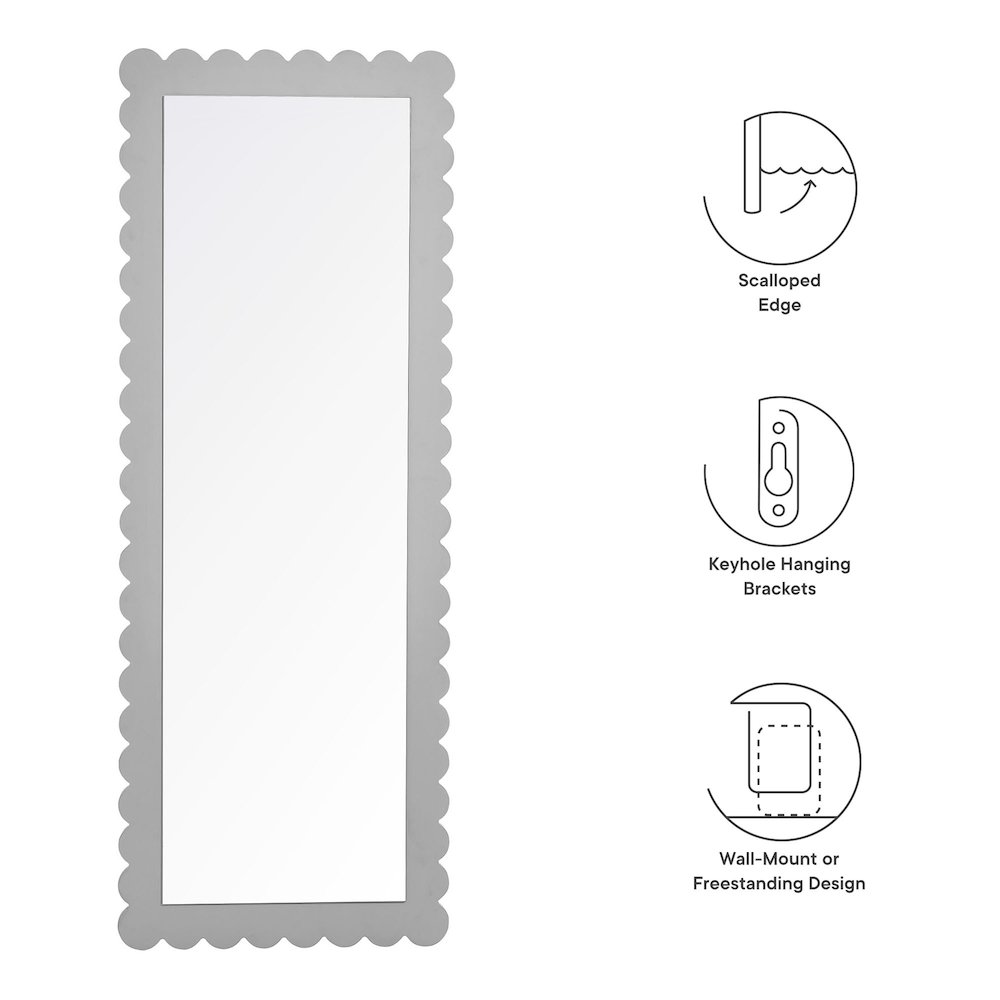 Emmeline Scalloped Rectangle Floor Mirror. Picture 2