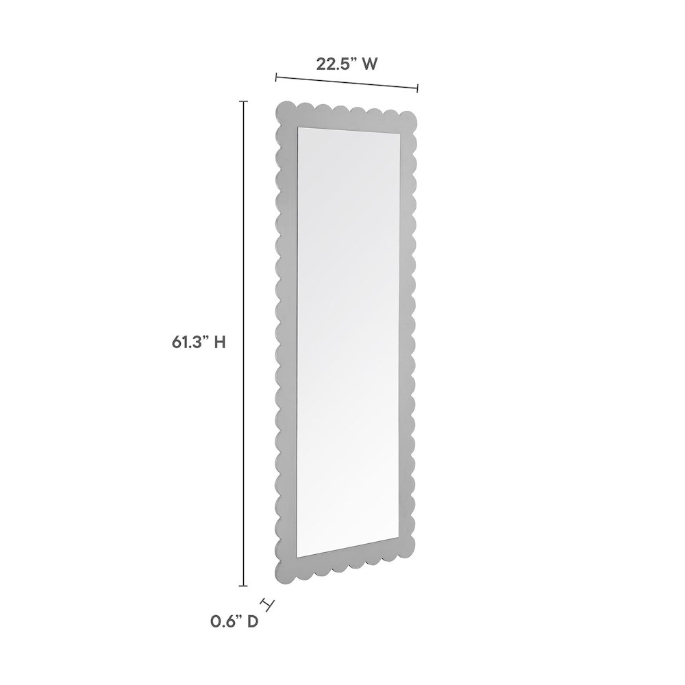Emmeline Scalloped Rectangle Floor Mirror. Picture 3