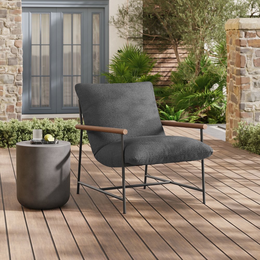 Raya Outdoor Patio Boucle Sling Lounge Chair. Picture 8