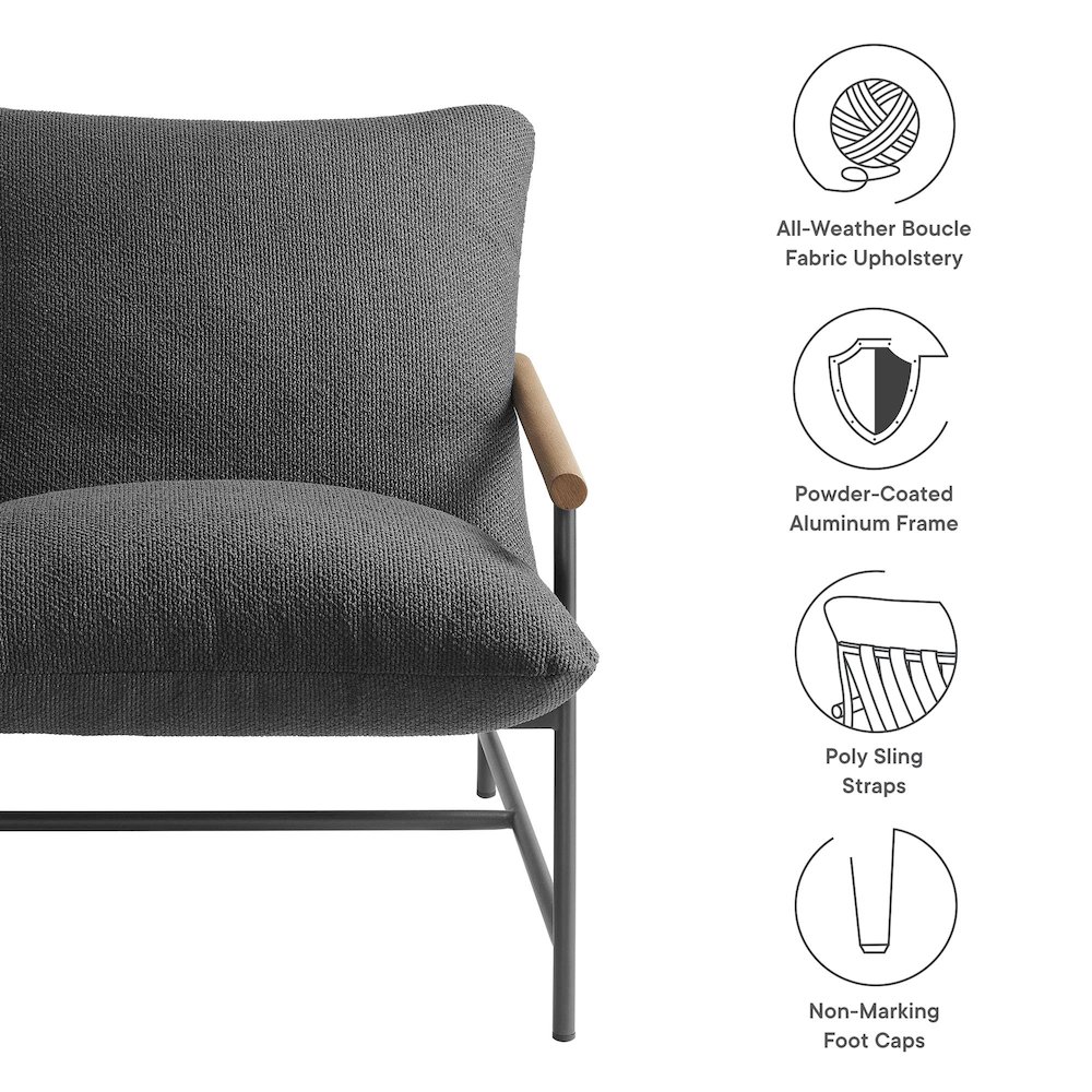 Raya Outdoor Patio Boucle Sling Lounge Chair. Picture 2
