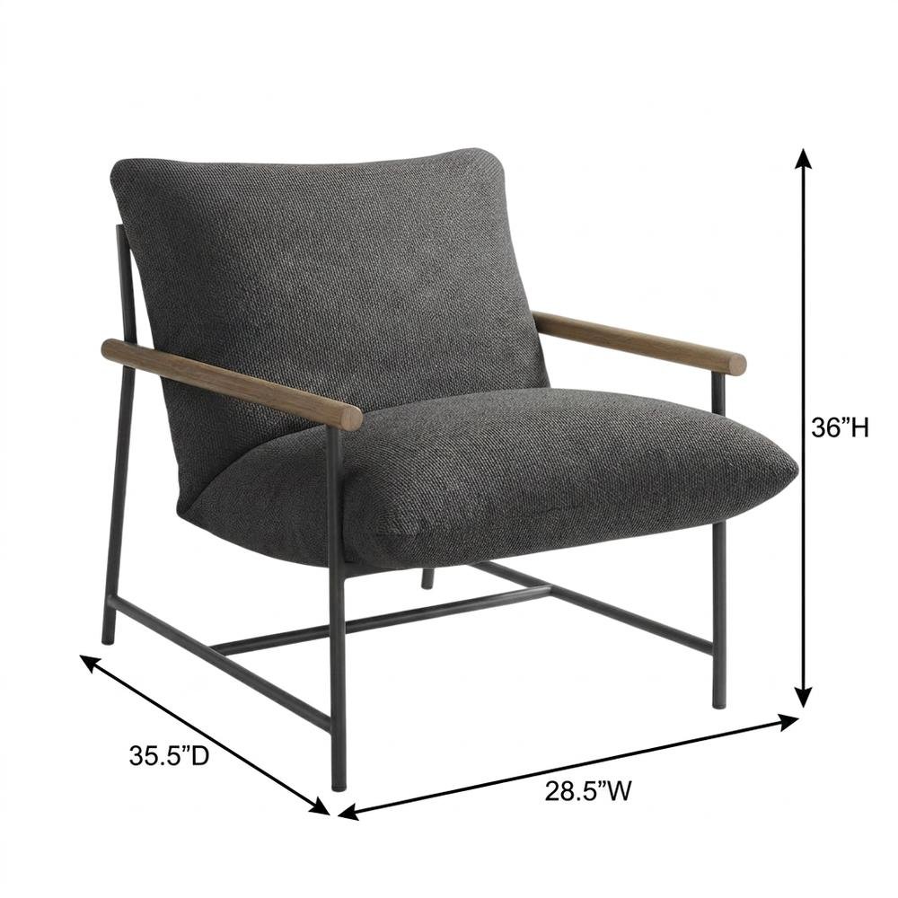 Boucle Sling Outdoor Patio Chair for Deck, Porch, and Accent Seating, Charcoal. Picture 5