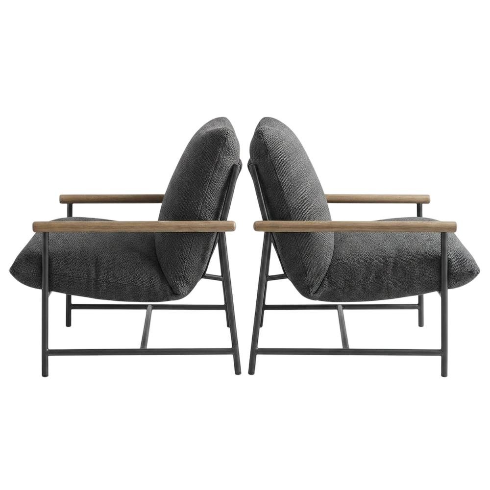 Boucle Sling Outdoor Patio Chair for Deck, Porch, and Accent Seating, Charcoal. Picture 4