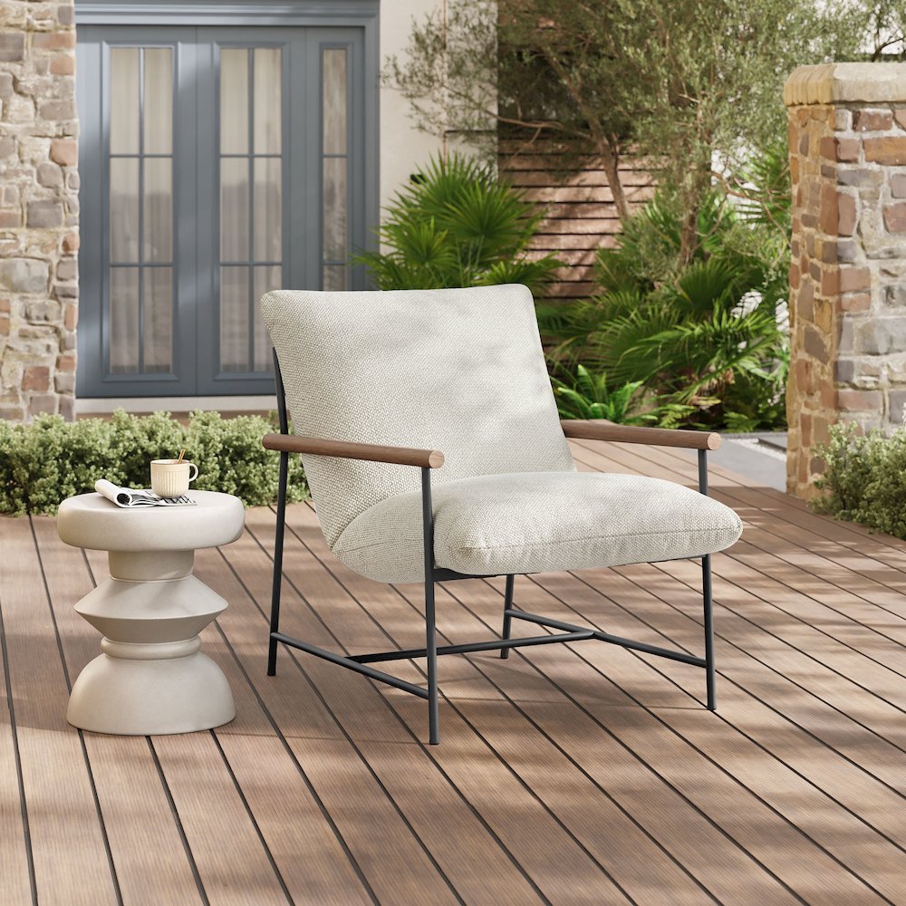 Raya Outdoor Patio Boucle Sling Lounge Chair. Picture 8