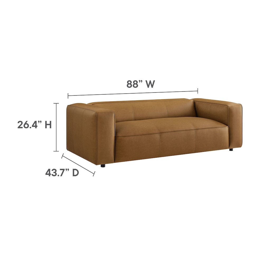 Auren Upholstered Vegan Leather Sofa. Picture 2