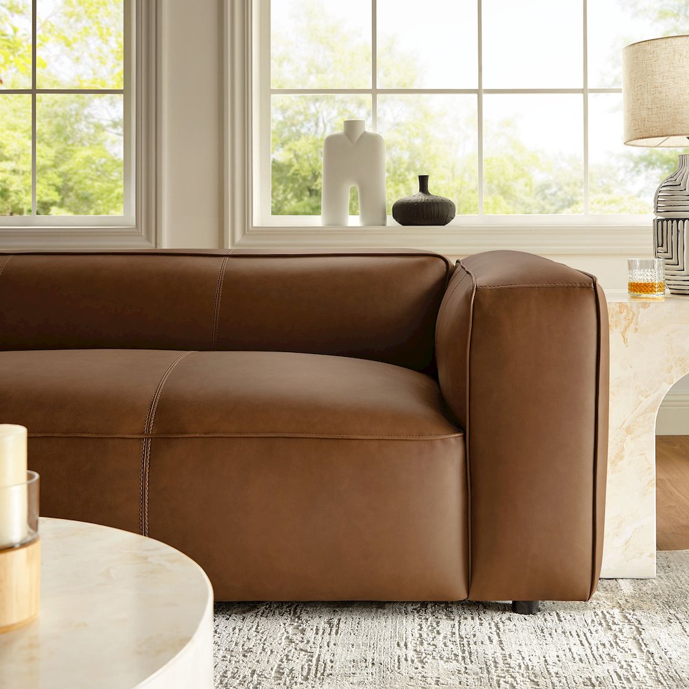 Auren Upholstered Vegan Leather Sofa. Picture 10